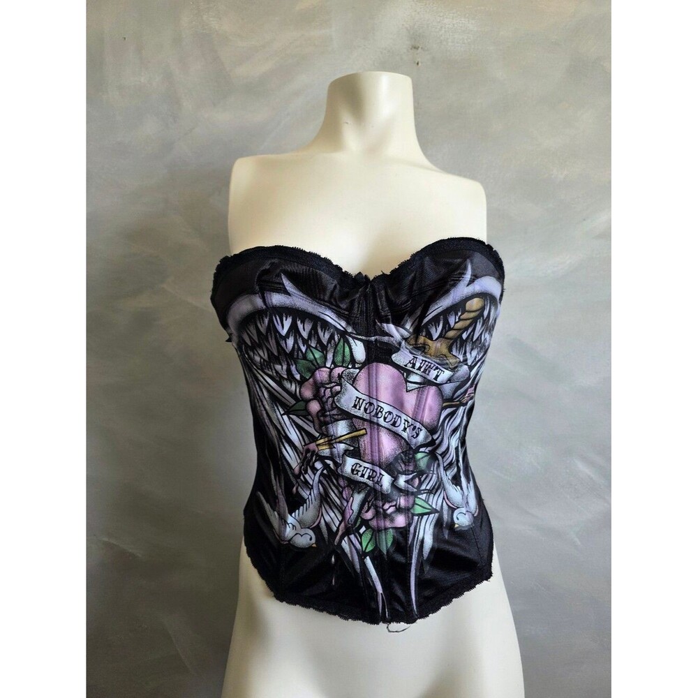 Current Mood 'Ain't Nobody's Girl' Black Sweetheart Corset Sz M Bustier